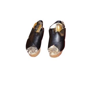 Marc FISHER BLACK WEDGE SANDALS SZ 9.5 M